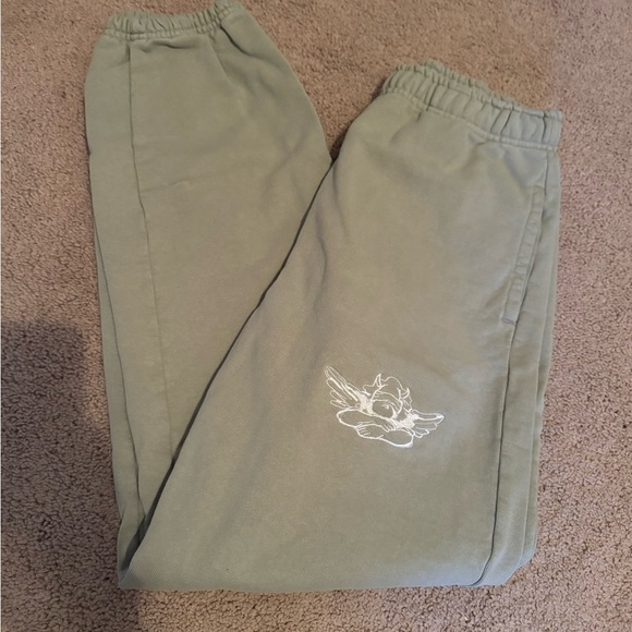Boys Lie- Pale Mint Green Angel embroidered Elastic Sweatpants - Picture 2 of 6